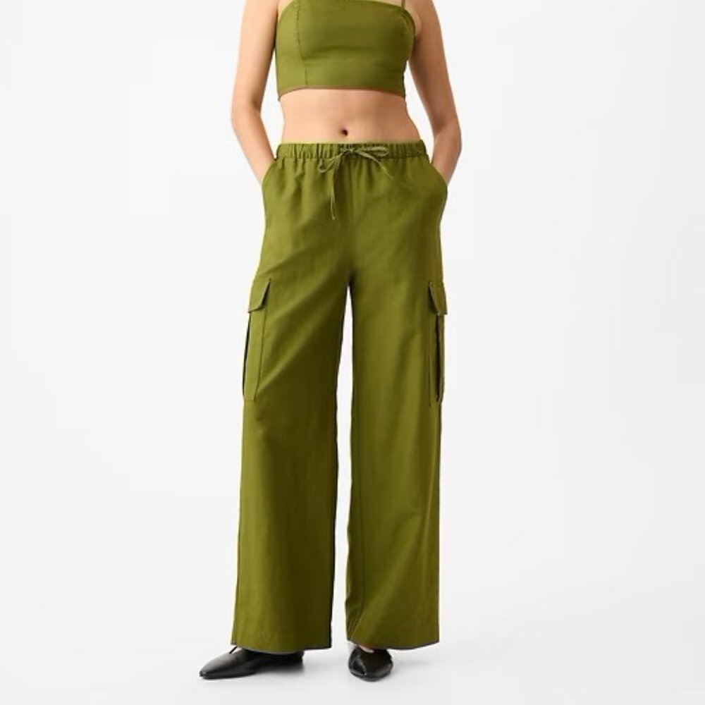 Mid Rise Linen-Cotton Pull-On Pant, Medium